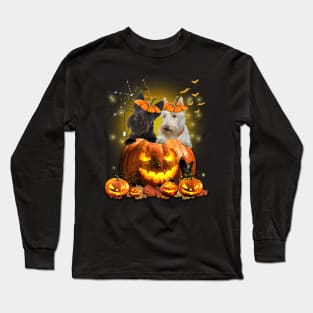 Scottish Terriers Spooky Halloween Pumpkin Dog Head Long Sleeve T-Shirt